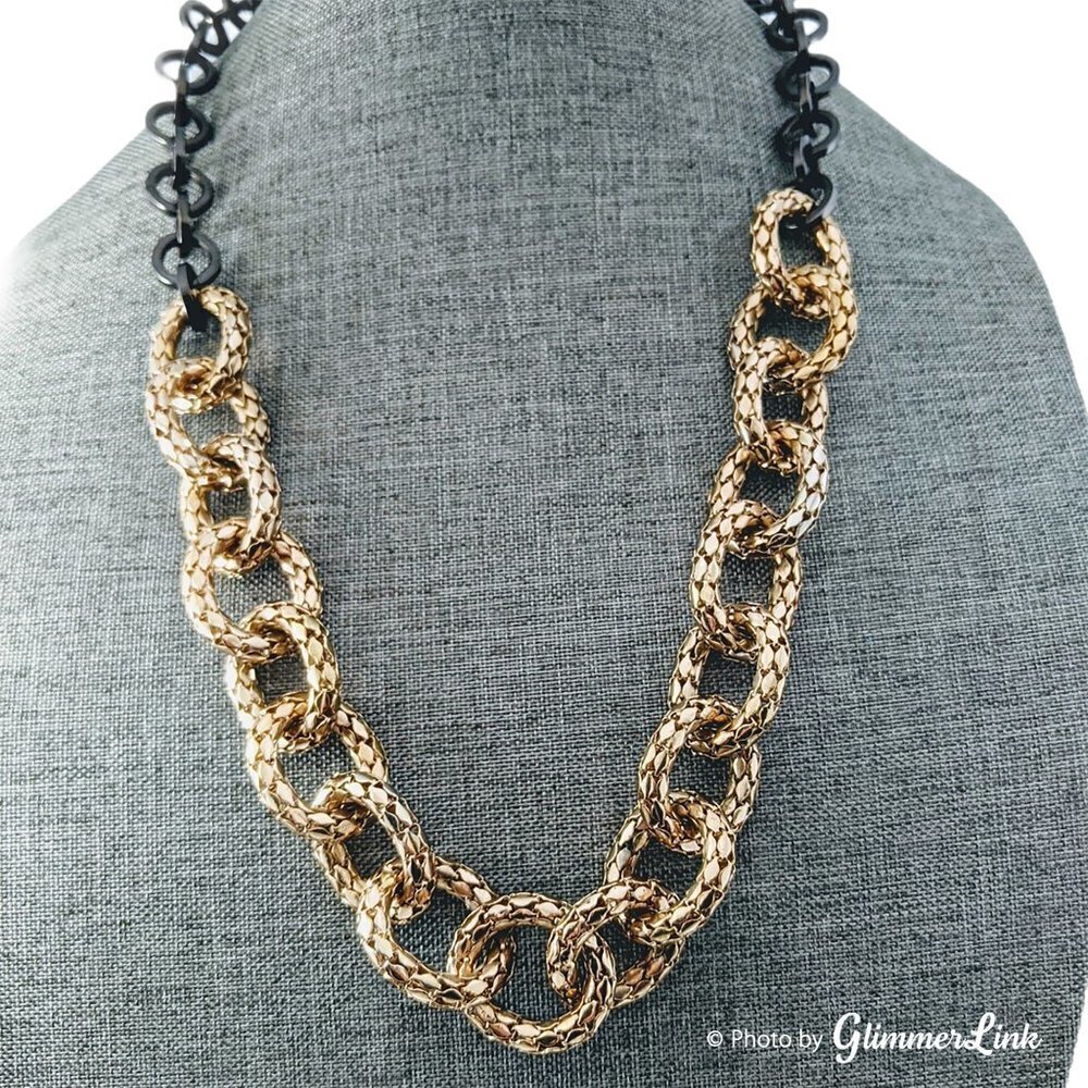 Vintage RJ Graziano Two Tone Links Necklace - Picture 3 of 9